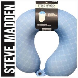 Steve Madden Logo Memory Foam Travel Pillow- Blue
